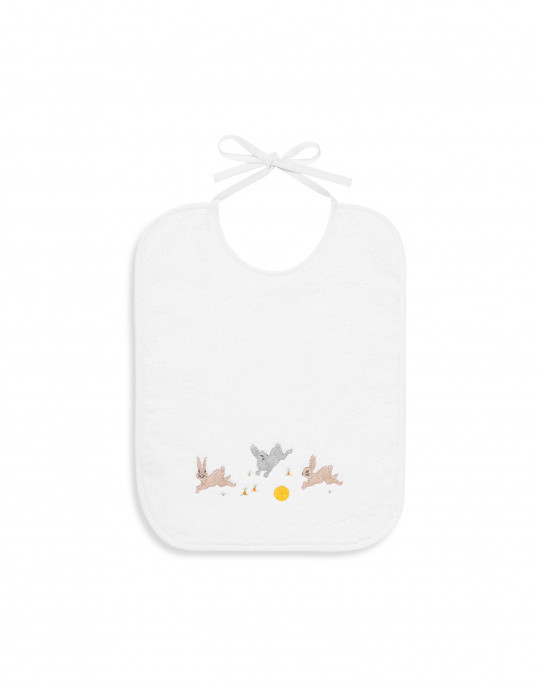 Rabbits embroidered bib