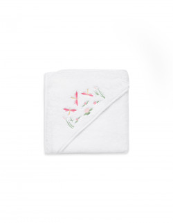 Dragonflies embroidered bath towel with hood