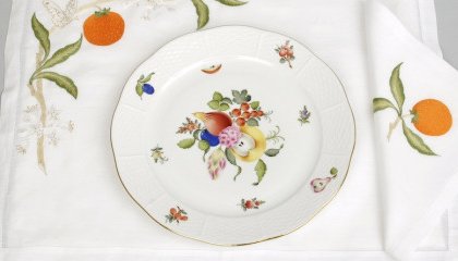 Set de table ORANGE et assiette "Bouquet de fruits (HAVILAND)