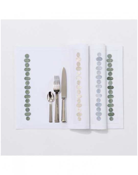 GALETS placemats - grey-silver, ivory-silver, green