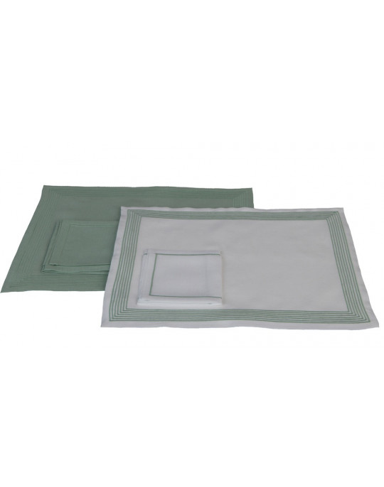 Sets de table AMBASSADE vert, blanc-vert