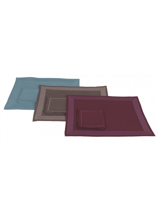 Sets de table AMBASSADE turquoise, kaki, prune