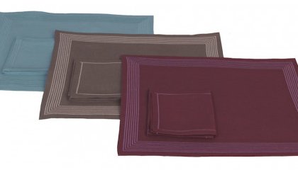 Sets de table AMBASSADE turquoise, kaki, prune