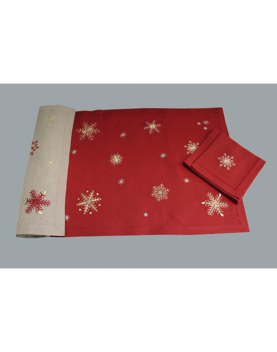 CRISTAUX placemats - red-silver and gold, beige-red and gold  (exists in tablecloth)