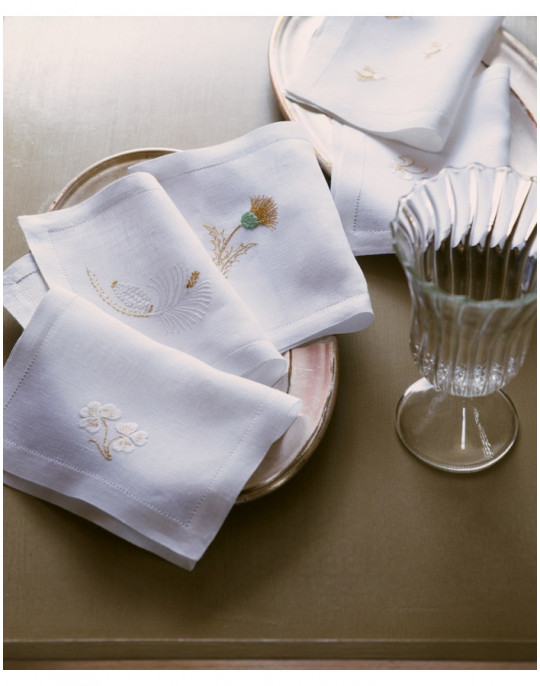 TREFLE(clover), PINE CON(pomme de pin), THISTLE(chardon) cocktail napkins