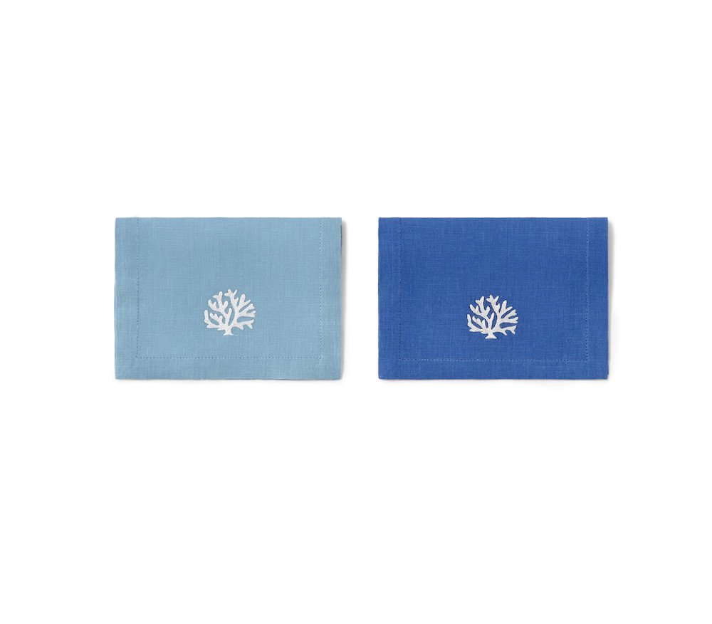 CORAUX cocktail napkins - blue and turquoise linens