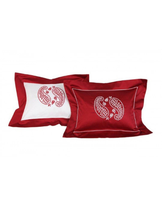 Taies de coussin CACHEMIRE BI COLORE BLANC & ROUGE