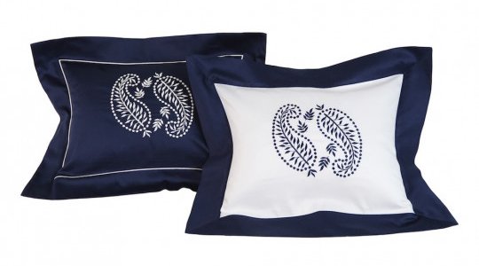 CACHEMIRE white & blue boudoir pillow cases