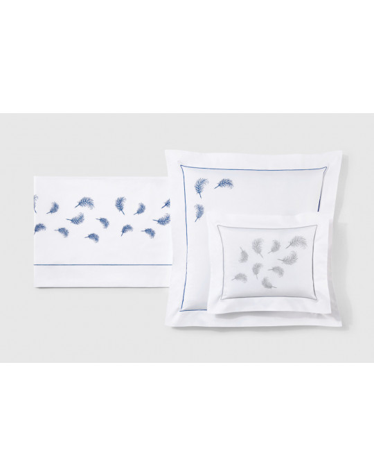 Parure de lit PLUMETTES (blanc- bleu)