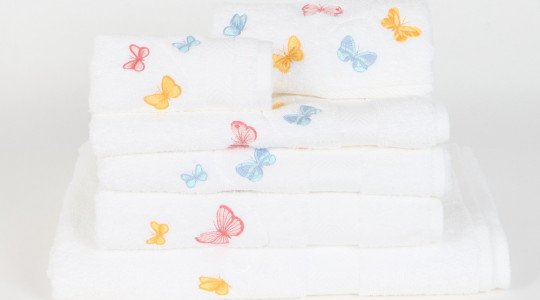 PAPILLON (butterflies) embroidered bath towels