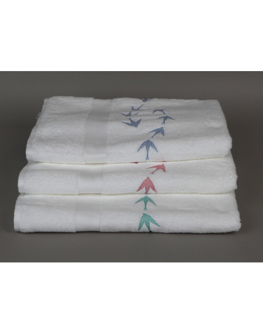 HIRONDELLES (swallows) embroidered bath towels