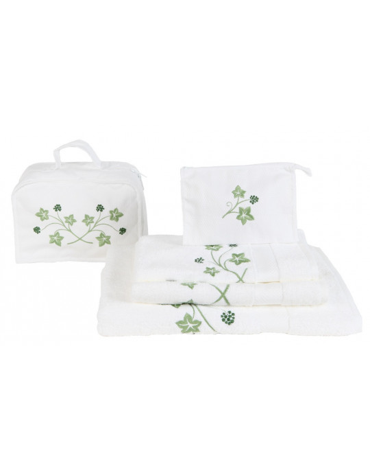 JARDIN BOTANIQUE (ivy leaves) embroidered bath towels