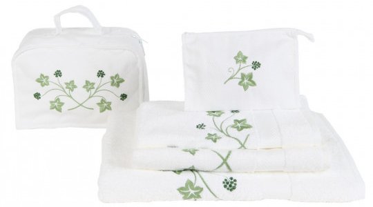 JARDIN BOTANIQUE (ivy leaves) embroidered bath towels