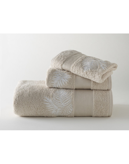 AMAZONE embroidered bath towels (sand - white)