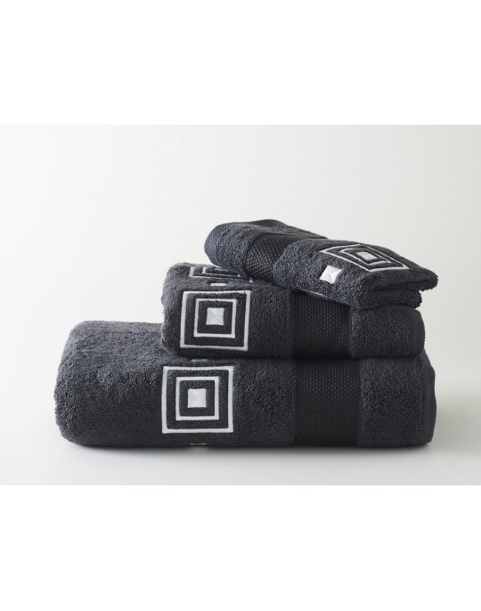 PRISME embroidered bath towels (dark grey - white)