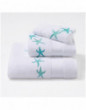STARFISH embroidered bath towels (white - turquoise)