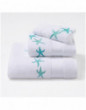 Serviettes éponge brodées STARFISH (blanc-turquoise)