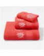 CORAUX (corals) embroidered bath towels (coral - white)