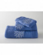 CORAUX (corals) embroidered bath towels (blue - white)