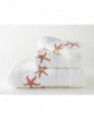 STARFISH embroidered bath towels (white - coral)