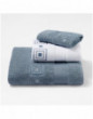 PRISME embroidered bath towels (white - blue grey/ blue grey- blue grey)