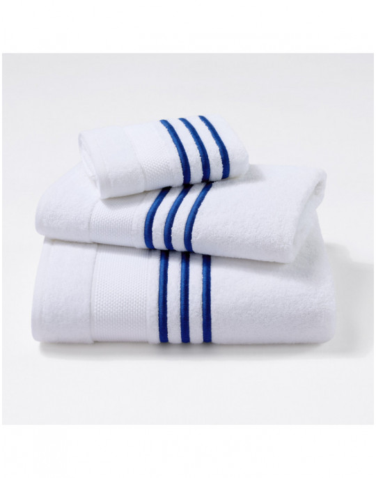 MONSIEUR embroidered bath towels (white - blue)