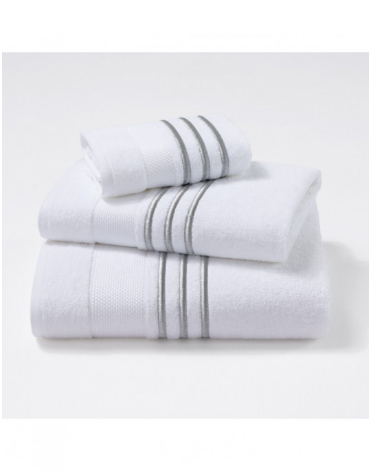 MONSIEUR embroidered bath towels (white - silver)