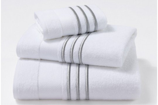 MONSIEUR embroidered bath towels (white - silver)
