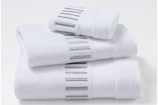 Serviettes éponge brodées MADAME (blanc-aluminium)