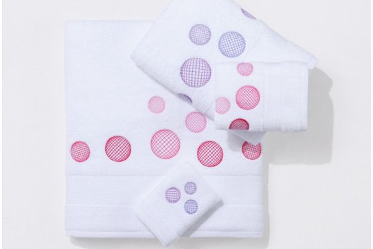 BULLES embroidered bath towels (white - mauve/white-pink)