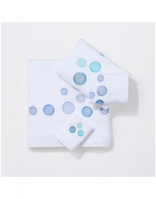 BULLES embroidered bath towels (white - blue / white - turquoise) )
