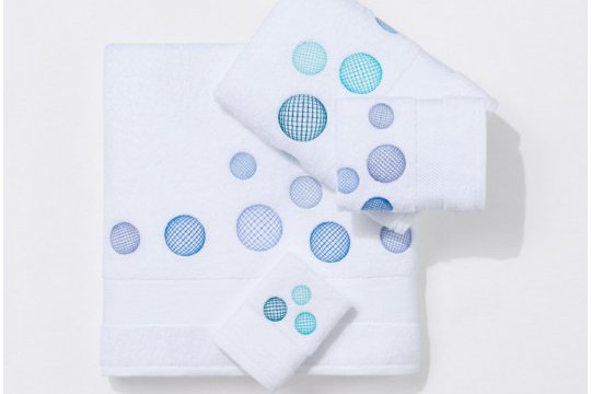 BULLES embroidered bath towels (white - blue / white - turquoise) )