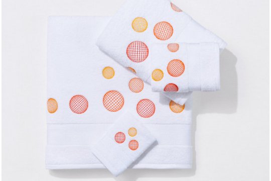 BULLES embroidered bath towels (white - orange)