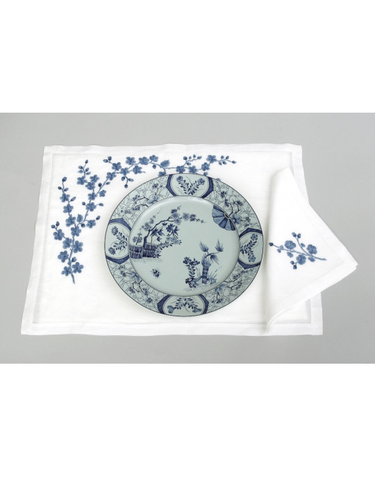 APPLE BLOSSOMS placemats and "Cerisiers de Monnet" plate (HAVILAND)