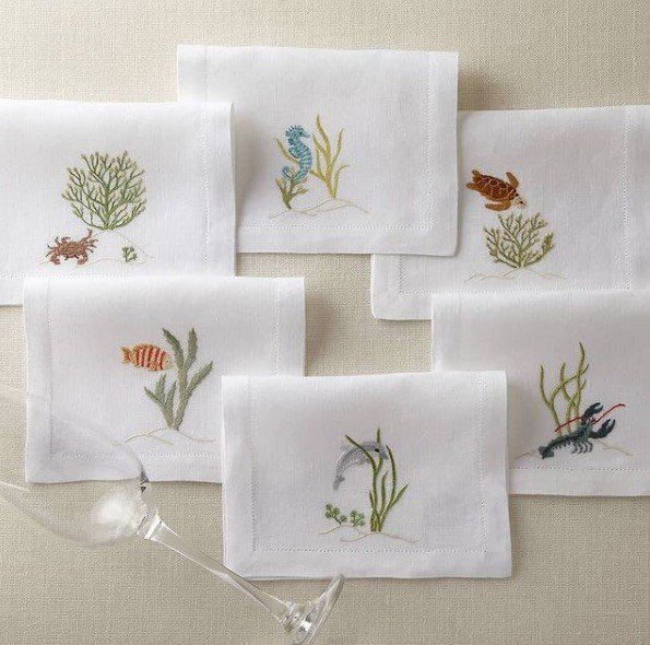 POISSONS & COQUILLAGE  cocktail napkins