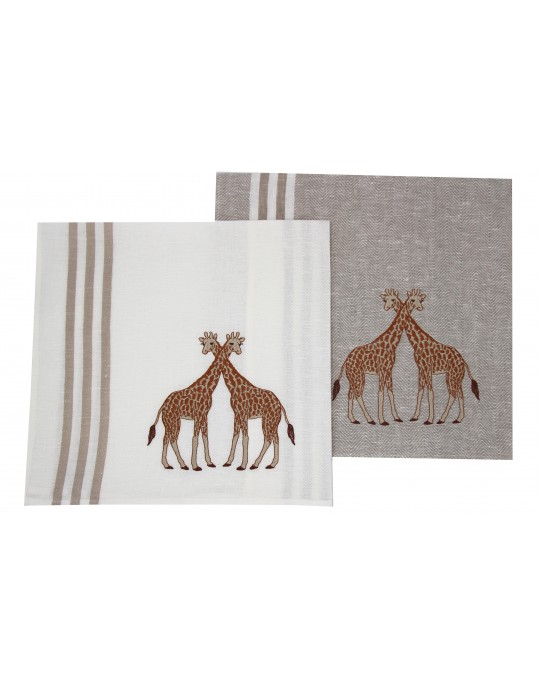 "Giraffe" embroidered dish cloth
