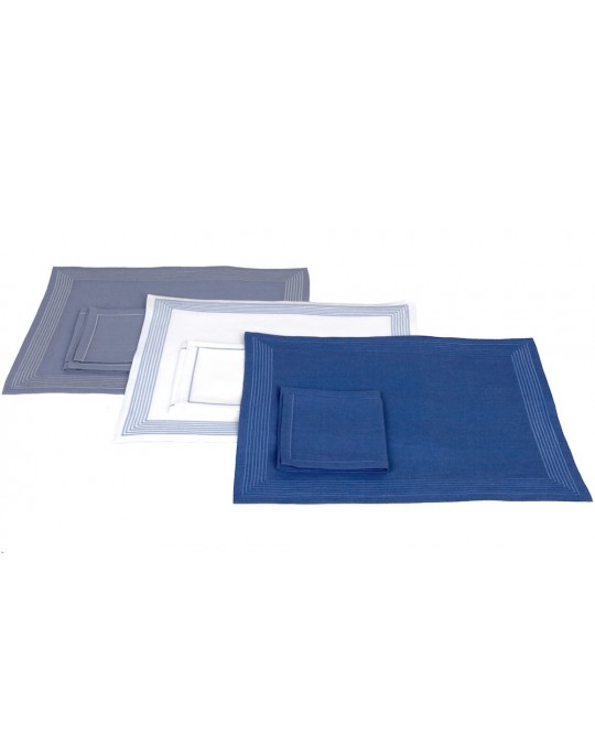 Set de table et serviette "Ambassade" version bleue