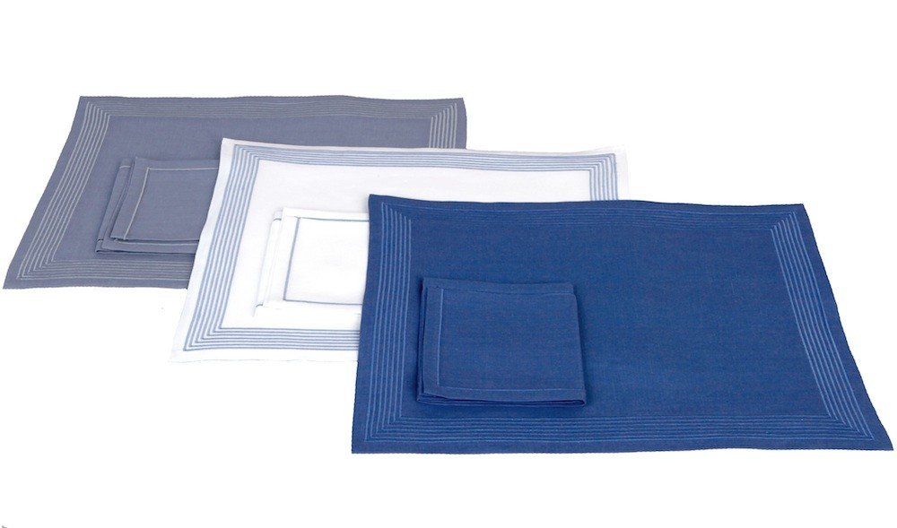 Set de table et serviette "Ambassade" version bleue