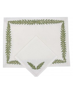 "Fougères Directoire" hand embroidered placemats and napkins