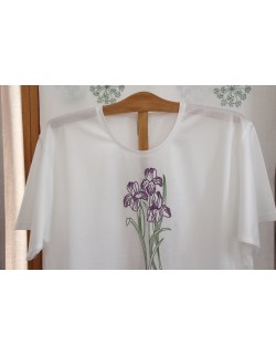 T-shirt de nuit brodé "Fleur d'Iris"