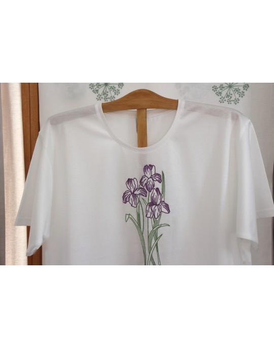 T-shirt de nuit brodé "Fleur d'Iris"