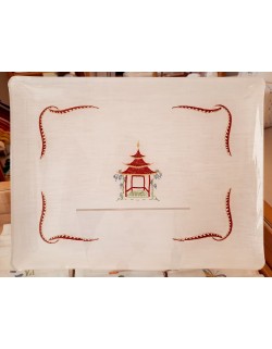 "Pagode" embroidered tray