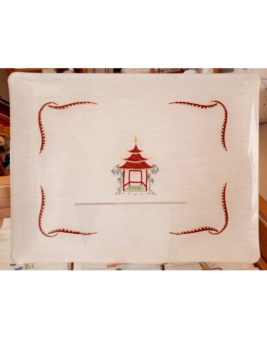 "Pagode" embroidered tray