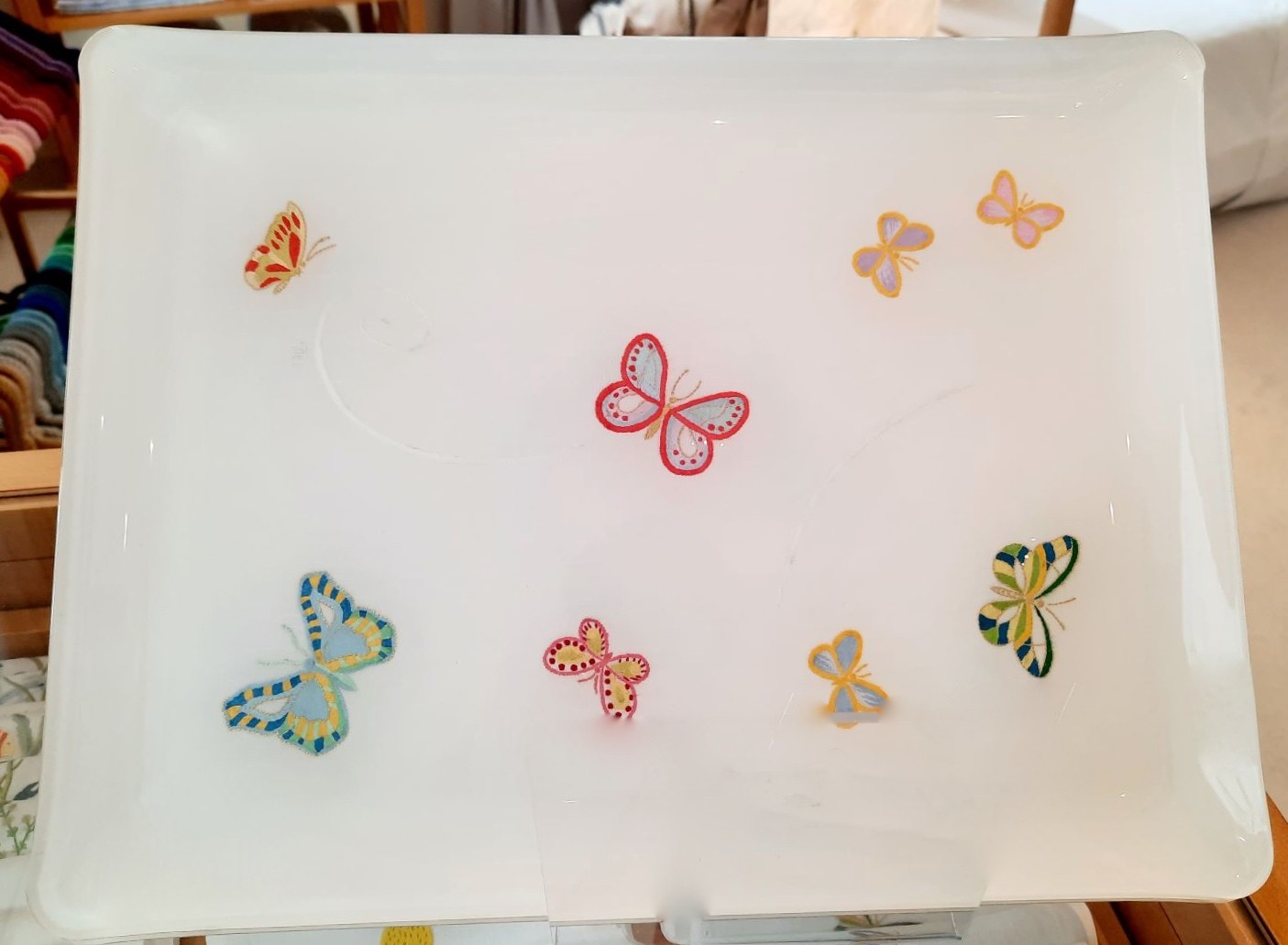 "Butterflies" embroidered tray