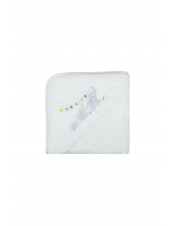 Elephants embroidered bath towel with hood