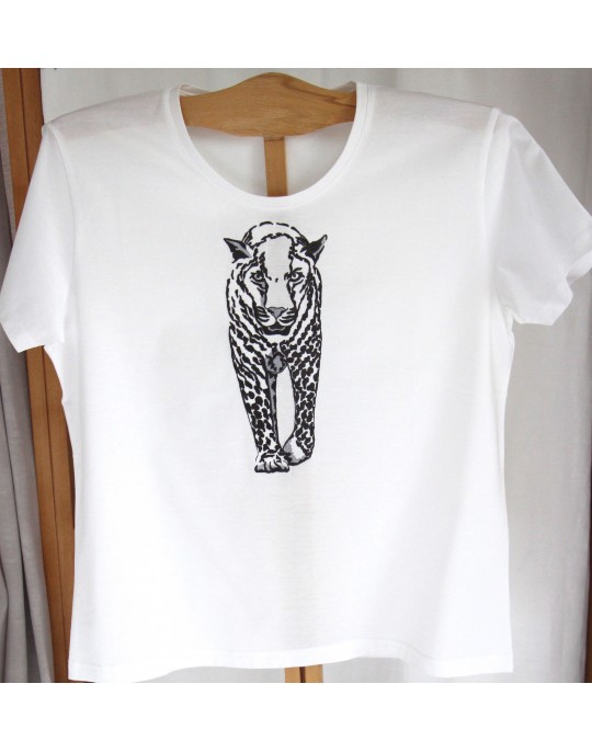 T-shirt classique brodé "Panthère"