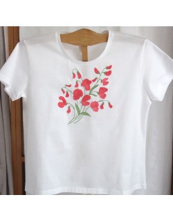 "Pois de senteur" (sweet peas) embroidered t-shirt