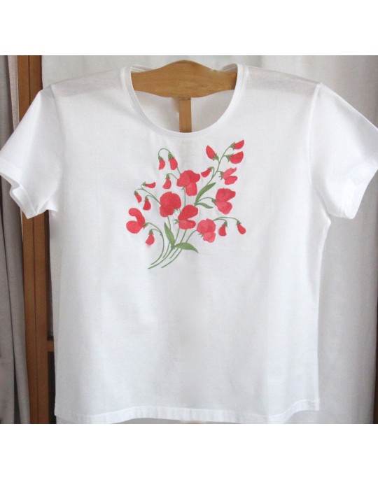 "Pois de senteur" (sweet peas) embroidered t-shirt