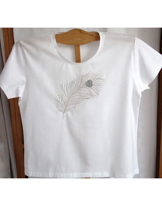 T-shirt classique brodé "Plume"