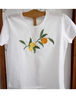 "Agrumes"(citrus fruits) embroidered t-shirt